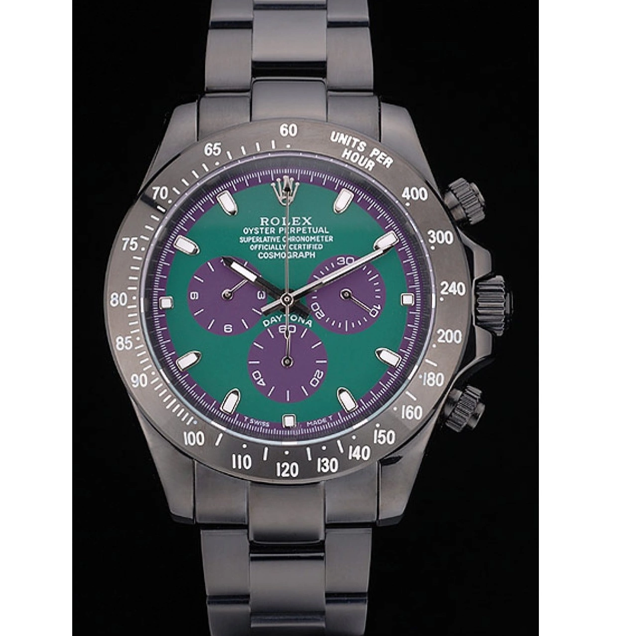 Best AAA Replica Sites Rolex Steel 80246 Dial Ion Black Black Strap Daytona Tachymeter Green Plated Stainless 0707